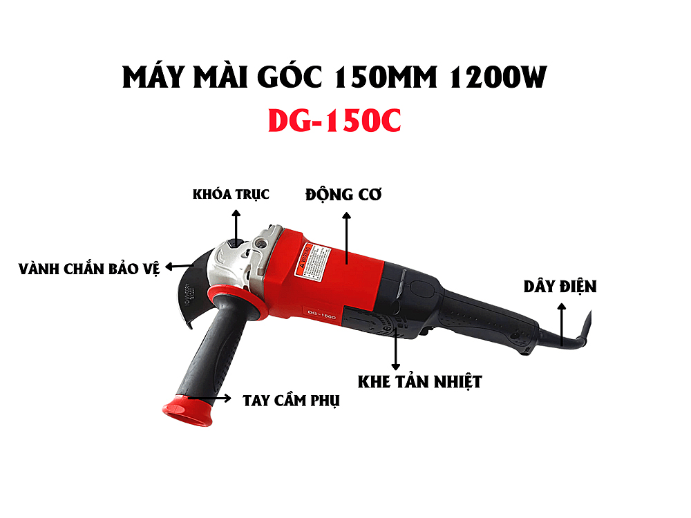 Chi tiết các bộ phận của sản phẩm Máy Mài Góc Keyang DG-150C
