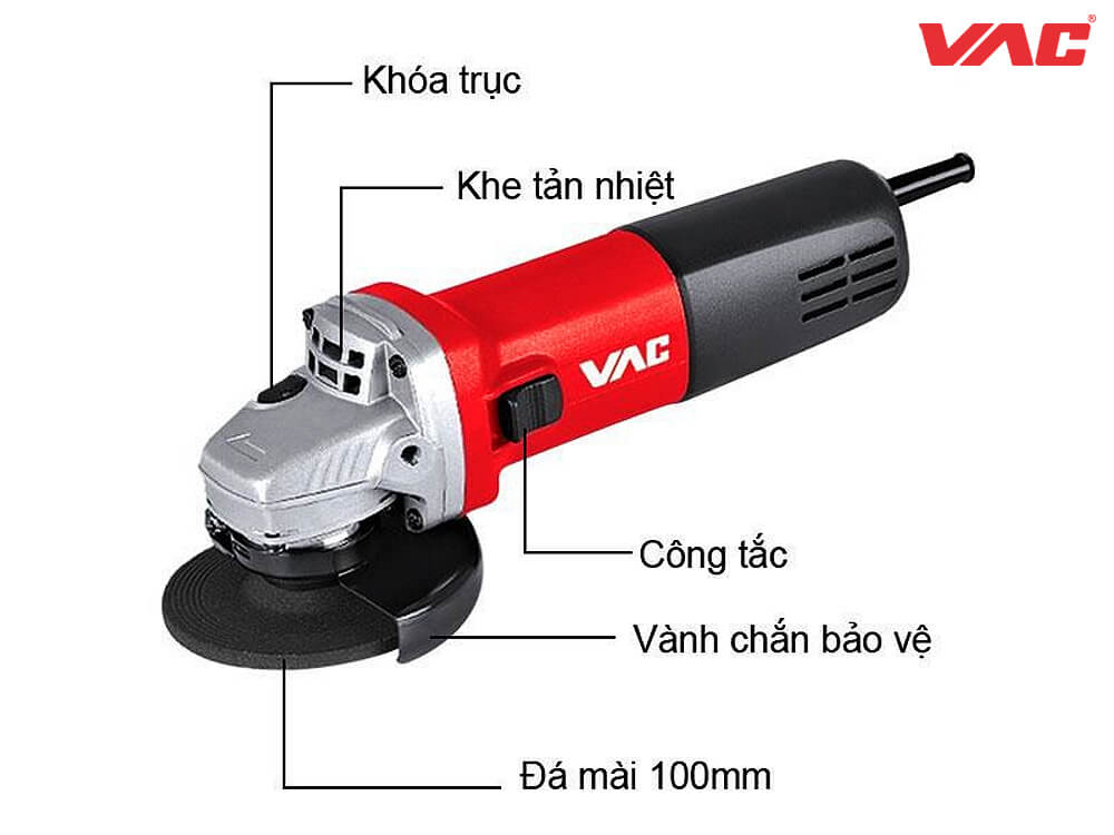 Chi tiết các bộ phận của sản phẩm Máy Mài Góc VAC 100mm - VA2101