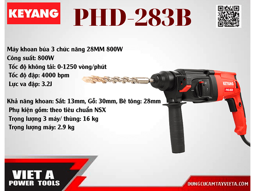 Thông số kỹ thuật của sản phẩm Máy Khoan Đa Năng Keyang PHD-283B