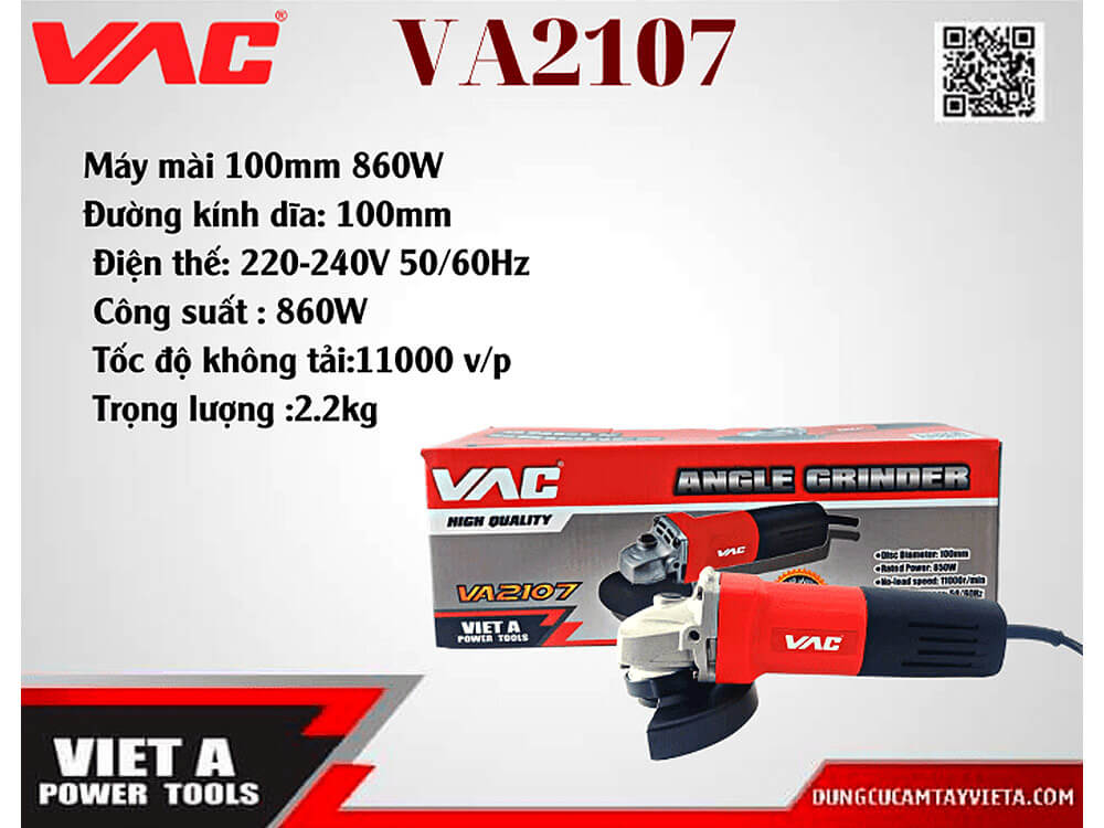 Đặt hàng Máy Mài 100mm 860W - VA2107 chính hãng tại Việt Á Power Tools