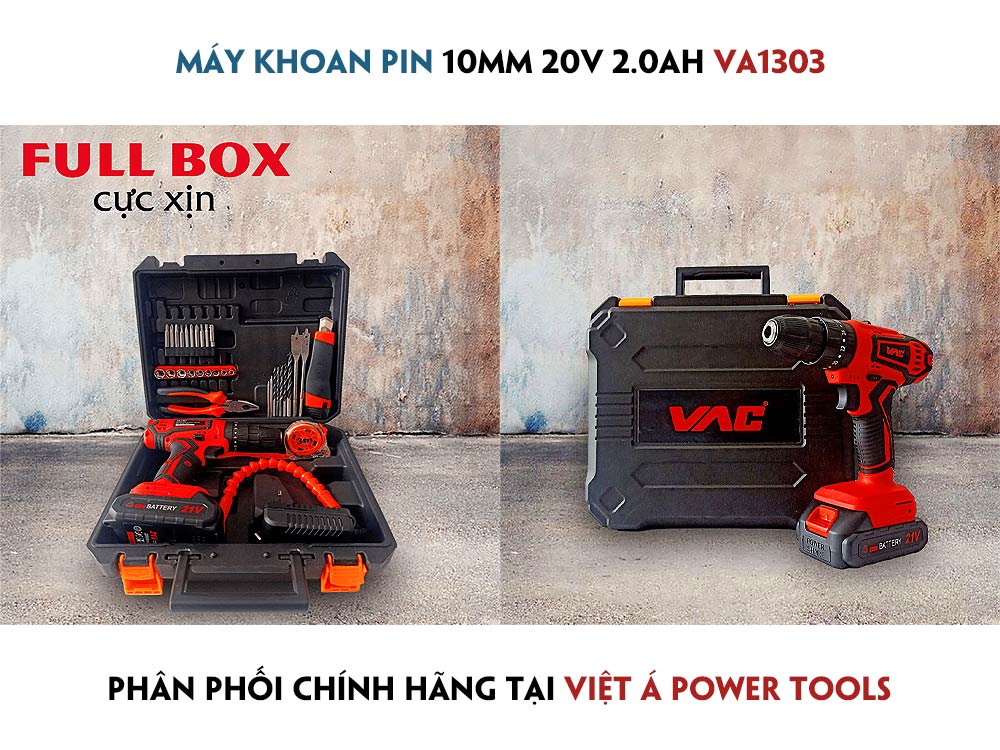 Đặt hàng Máy Khoan Pin 10mm 20V 2.0Ah VA1303 chính hãng tại Việt Á Power Tools