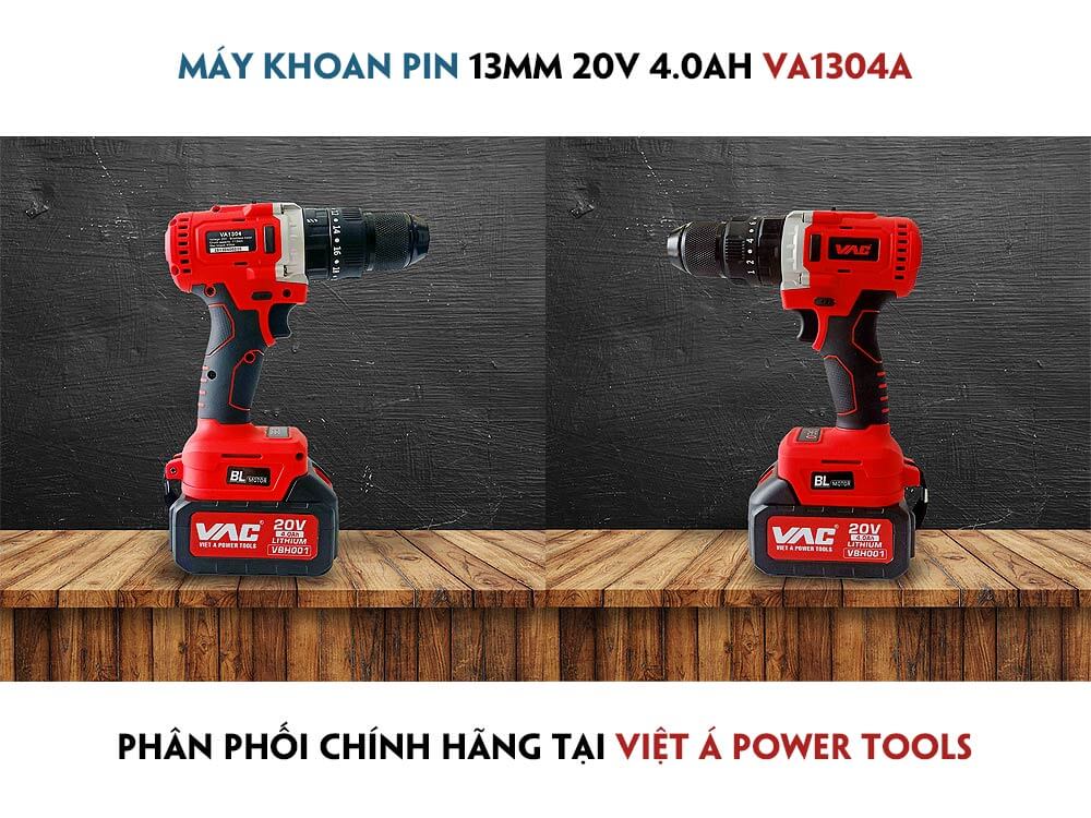 Đặt hàng Máy Khoan Pin 13mm 20V 4.0Ah Không Chổi Than VA1304A chính hãng tại Việt Á Power Tools
