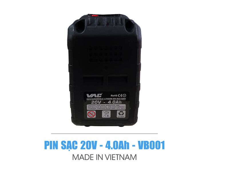 Pin sạc 20V - 4.0AH VB001 của VAC được nhiều khách hàng lựa chọn